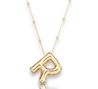 Joiigaem Collar con dije de letra inicial de burbujas para mujer, chapado en oro de 14 quilates, alfabeto 26 A-Z, cadena con colgante de globo de la A a la Z, collar con colgante de cadena inflada