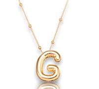 Joiigaem Collar con dije de letra inicial de burbujas para mujer, chapado en oro de 14 quilates, alfabeto 26 A-Z, cadena con colgante de globo de la A a la Z, collar con colgante de cadena inflada