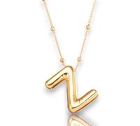 Joiigaem Collar con dije de letra inicial de burbujas para mujer, chapado en oro de 14 quilates, alfabeto 26 A-Z, cadena con colgante de globo de la A a la Z, collar con colgante de cadena inflada