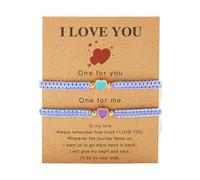 Joiigaem Juego de 2 pulseras ajustables a juego con cuentas de corazón coloridas para parejas y amistades para mejores amigas, relaciones, regalos de joyería, Adjustable, 4, No es una piedra preciosa
