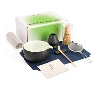 Joiish Juego de 7 piezas de matcha, batidor de matcha y cuenco con boquilla, tamiz de polvo, soporte para batidor, cuchara de bambú y soporte para cuchara, herramientas de preparación perfectas para