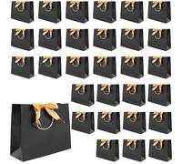 JOIKIT 30 bolsas de regalo negras de 32 x 11 x 25 cm con cinta, bolsas grandes de regalo de lujo para cumpleaños, bodas y fiestas