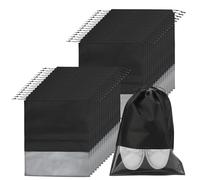 JOIKIT 30 bolsas de zapatos para viajes, bolsas grandes de almacenamiento de zapatos de 44 x 32 cm con ventanas transparentes, organizadores de bolsas de zapatos negras a prueba de polvo para