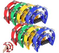 JOIKIT 8 panderetas de doble fila de 23 x 20 cm, 4 colores, panderetas de media luna para músicos y cantantes