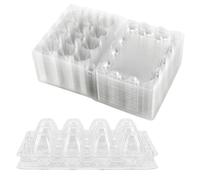 JOIKIT Paquete de 100 cajas de huevos de codorniz de plástico transparente de 12 rejillas, bandeja organizadora apilable para cocina, mercado, granja