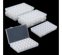 JOIKIT Paquete de 6 cajas de bordado de diamantes, 28 cajas de almacenamiento transparentes con rejillas, cajas de almacenamiento de arte de diamantes, cajas de plástico para punto de cruz,