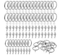 JOIKIT Paquete de 80 anillos de cortina de 30 mm con ganchos de metal, anillos de metal plateado para colgar cortinas