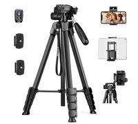 JOILCAN 173cm Tripode Camara, Ligero Tripode para Movil/iPhone/iPad con Cabezal Giratorio Desmontable de 360, Portátil Trípode para Teléfono con Control Remoto & Soporte para Teléfono y Tableta