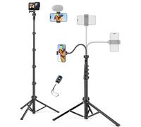 JOILCAN 200cm Tripode para Movil Alto con 25cm Cuello, Palo Selfie Trípode para Móvil y Cámara con Remoto para iPhone 17/16, Samsung, Aluminio Tripode Camara para Sony Nikon Cámaras de Acción Insta