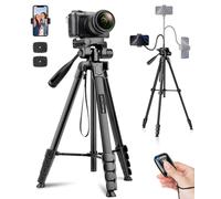 JOILCAN 206cm Trípode para Móvil con 25cm Cuello y Control Remoto, Extensible Trípode Cámara Portátil de Aluminio para Canon DSLR, Ligeros Trípodes de Viaje para iPhone 17/16/15/Pro
