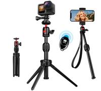 JOILCAN Mini Trípode Cámara Action, 45cm Palo Selfie & Tripode para Movil con Mando Inalámbrico, Portable Tripode con Cabezal Bola Giratorio, Trípode de Viaje Ligero, Compatible con iPhone/Samsung