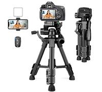 JOILCAN Mini Trípode para Cámara Portátil 63.5cm, Compacto de Aluminio Trípode Movil con Control Remoto & Soporte para Teléfono，Tripode Viaje con Cabeza de Bola para Cámara DSLR/Videocámara/Proyector