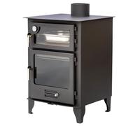 JOIMA - Estufa de Leña Modelo Azuer Horno 8 kW. Incluye Bandeja en Acero Inoxidable para Asados -