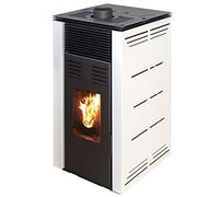 JOIMA - Estufa de Pellets sin electricidad modelo NATUR STYLE 8 kW. Funciona sin Conexion a la red Eléctrica (BLANCO)
