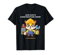 Join God'S Construction Crew - Kids Christian Faith Animal Camiseta