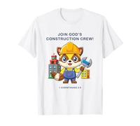 Join God'S Construction Crew - Kids Christian Faith Animal Camiseta