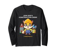 Join God'S Construction Crew - Kids Christian Faith Animal Manga Larga