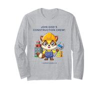 Join God'S Construction Crew - Kids Christian Faith Animal Manga Larga
