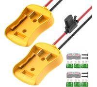 Joinfworld 2 Unidades Adaptador Batería Compatible Dewalt 20V, Cable 12 AWG | Kit Convertidor de Batería Power Wheel Adapter con Fusibles y Conectores para Coche de Juguete Robótico RC