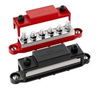 Joinfworld Barra colectora de 400 A, bloque de distribución de energía de 12 V, 6 pernos de terminal de 5/16 pulgadas (M8), barra de bus marina de 12 voltios, positivo y negativo para sistema solar