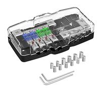 Joinfworld Fused Power Distribution Block Car Audio 4 Way MIDI(Mini-ANL) Fuse Block 12V 0/4 Gauge with Ground for Auto UTV Boat Stereo Amp