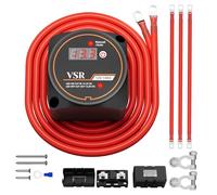 Joinfworld Kit de aislamiento de batería dual de 12 V y 140 amperios con voltímetro LED, modo manual/automático, relé sensible al voltaje, aislador inteligente de batería dual para camiones marinos