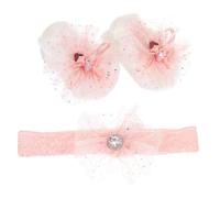 JOINPAYA 1 Juego Conjunto de calcetines de diadema diademas venda Diadema con calcetines de gasa para bebé Diadema infantil con calcetines diadema de bebé calcetines de tela rosa