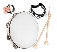 JOINPAYA 1 Juego De Panderetas Para Adultos De Madera + Resina De Poliéster + Panderetas De Metal Y Plástico Para Adultos Pandereta De Palo Instrumentos Musicales