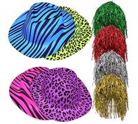 JOINPAYA 1 Juego Sombreros de Fiesta de Animal Print con Pelucas de Tinsel Accesorios Divertidos para Fiestas y Photo Booth Color Aleatorio