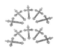 JOINPAYA 10 Piezas de Dijes de Cruz de Jesús Blancos para Hacer Joyas Colgantes Religiosos de Metal Pequeño Accesorios DIY para Collares Pulseras y Manualidades Cristianas