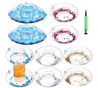 JOINPAYA 10 Portavasos Flotantes Inflables para Piscina Color Aleatorio con Bomba de Aire, Portabebidas de PVC Portátil en Cinco Estilos para Fiestas de Verano