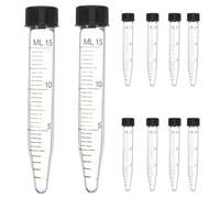 JOINPAYA 10 Tubos de Centrífuga Cónicos Graduados Resistentes y Superficie Interior Lisa de 15 Ml de con Tapa de Rosca para Investigación Bioquímica y Química Clínica