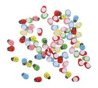 JOINPAYA 100 Pegatinas Autoadhesivas de Madera Forma de Mariquita, Mini Decoración Colorida para Bonsáis y Micropaisajes, Tamaño 8x11 Mm, Set de 100 Piezas para Manualidades y Juegos