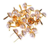 JOINPAYA 120 Piezas Tachuelas Decorativas de Hierro Forma de Media Perla Dorada 12 MM Clavos de Dos Patas para Manualidades Adornos Metálicos Versátiles para Tela Papel y Scrapbooking