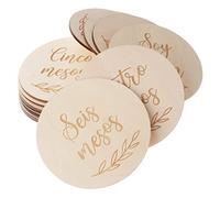 JOINPAYA 14piezas Tarjetas Mensuales De Madera Para Bebés Para Anuncios De Nacimiento y Fotografías Accesorios De Crecimiento Infantil De Espesor