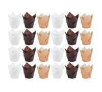JOINPAYA 150 Moldes para Muffins de Tulipán de Papel Resistentes al Aceite y Alta Temperatura, 150 Piezas en Colores Natural, Claro y Café, Capacillos para Cupcakes Desechables para
