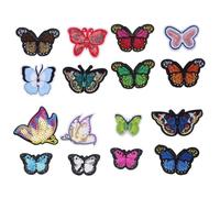 JOINPAYA 16 Parches de Mariposas Bordados para Coser Apliques Termoadhesivos de Tela Parches Decorativos para Ropa Infantil y Reparación de Prendas Combinación Multicolor