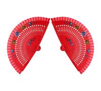 JOINPAYA 2 Abanicos Plegables de Madera Estilo Español Vintage Abanico Retro de Mano Diseño Floral Rojo Ligero y Portátil para Baile Cosplay y Decoración 2 Piezas