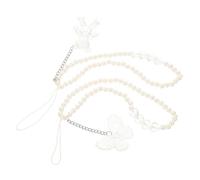 JOINPAYA 2 Piezas Cordón de Cuentas para Teléfono, Correa de Muñeca para Colgar el Teléfono, Cadena Antipérdida para Móvil, Acrílico Blanco, para Móviles y Memorias Usb, Accesorios