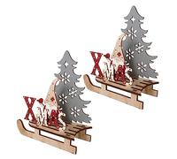 JOINPAYA 2 Piezas Rompecabezas de Madera Coche de Trineo Adornos de Navidad árbol Bolas de Navidad Decoraciones decoración del hogar decoración de Madera Bambú Light Grey