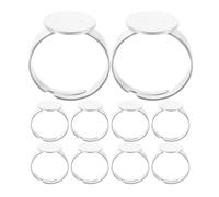 JOINPAYA 20 Unidades Bases de Joyas para Fabricación Accesorios DIY y 12mm de Anillos Ajustables de Acero Inoxidable en Color Plata Joyería