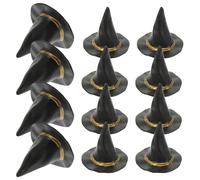 JOINPAYA 24 Piezas Sombreros Mini Bruja Halloween Decoración Micro Paisaje Toppers Botellas Vino Accesorios para Manualidades y Cosplay Negro