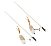 JOINPAYA 2piezas Juguetes Interactivos para Gatos Varitas con Plumas y Campanas de Juguetes para Gatitos de Madera y Accesorios para Gatos para Jugar Interiores