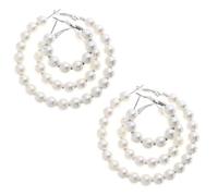 JOINPAYA 3 Pares de Pendientes de Perlas Redondeados, Aro Grande Colgante para Mujeres y Niñas, Gotas de Perla, 8 MM