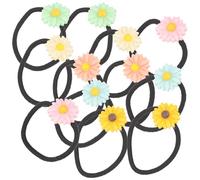 JOINPAYA 30 Piezas de Gomas Pelo Flores de Margarita, Banda Elástica para Cabello de Mujer y Niñas, Colores Surtidos (verde, Amarillo, Rosa, Azul, Beige y Carne), Accesorios para Peinados