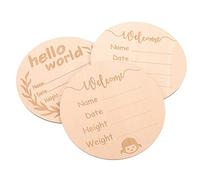 JOINPAYA 3piezas Tarjetas De De Crecimiento Para Bebés Madera Para Anuncio De Nacimiento Signo De Bienvenida Para Recién Nacidos Prop Para Fotos De Crecimiento Infantil Diseño Clásico y