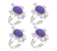 JOINPAYA 4 Anillos de Tortuga Creativos de Aleación Que Cambian de Color Sensibles Temperatura para Hombre y Mujer Anillo del Humor Accesorio Unisex