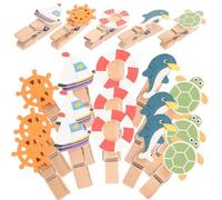 JOINPAYA 40 Mini Pinzas de Madera Temática Náutica para Colgar Fotos y Ropa, Clips Pequeños Decorativos, Set de 40 Piezas (10 Unidades X 4 Paquetes) para Decoración del Hogar