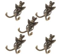 JOINPAYA 5 Piezas Gancho Mural de Pared Doble Diseño de Conejo Negro | Metal de Aleación de Zinc, Acabado Retro, Incluye Tornillos, para Bolsas y Batas en Casa