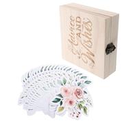 JOINPAYA 50 Tarjetas Doble Cara para Shower con Predicciones y Consejos para Bebés, Caja de Madera para Recuerdos, Juego Interactivo para Fiestas y Regalos para Recién Nacidos